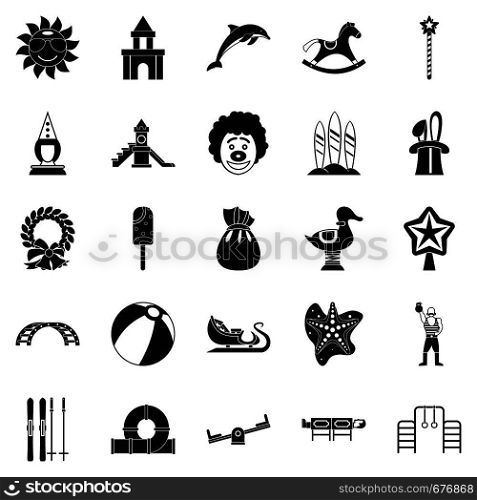 Childish icons set. Simple set of 25 childish vector icons for web isolated on white background. Childish icons set, simple style