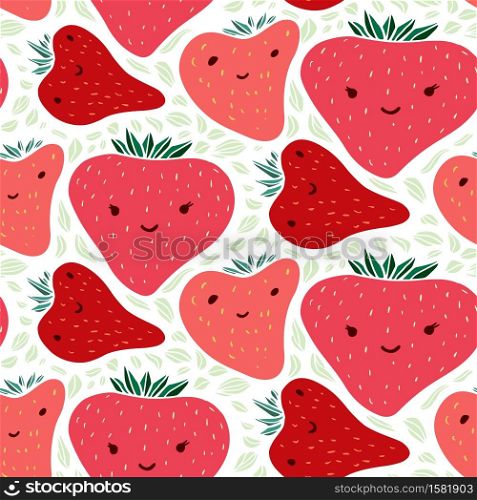 Childish pattern with cute sweets strawberries. Vector seamless background. Strawberry pattern for nursery textile design. Childish pattern with cute sweets strawberries. Vector seamless background. Strawberry pattern for nursery textile design.