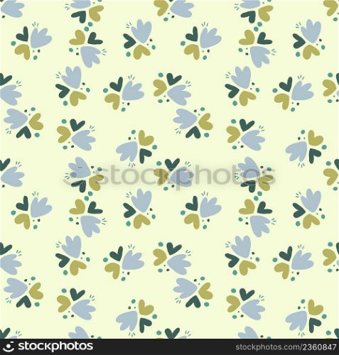 Childish pattern with flowers seamless pattern. Creative abstract heart shape wallpaper. Design for fabric, textile print, surface, wrapping, cover, greeting card. Vector illustration. Childish pattern with flowers seamless pattern. Creative abstract heart shape wallpaper.
