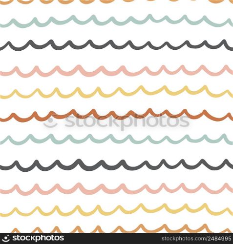 Childish seamless pattern with colorful waves. Can be used for textiles, wallpapers and children&rsquo;s room. Vector illustration.