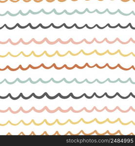 Childish seamless pattern with colorful waves. Can be used for textiles, wallpapers and children&rsquo;s room. Vector illustration.