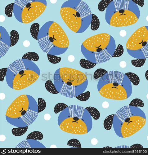 Childish seamless pattern with funny creative dogs. Creative childish texture in scandinavian style. Great for fabric, textile Vector Illustration.. Childish seamless pattern with funny creative dogs. Creative childish texture in scandinavian style. Great for fabric, textile Vector Illustration