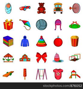 Childishness icons set. Cartoon set of 25 childishness vector icons for web isolated on white background. Childishness icons set, cartoon style