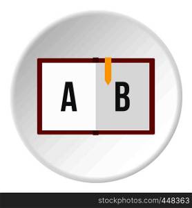 Children abc icon in flat circle isolated vector illustration for web. Children abc icon circle
