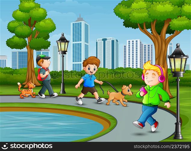 Children activity in the city park
