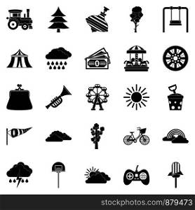 Children amusement park icons set. Simple set of 25 children amusement park vector icons for web isolated on white background. Children amusement park icons set, simple style