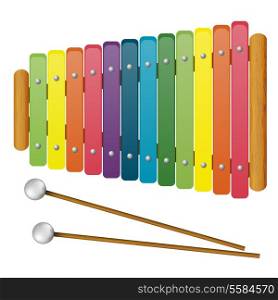 Children&apos;s Musical Instruments - toy - xylophone on white background. Vector illustration