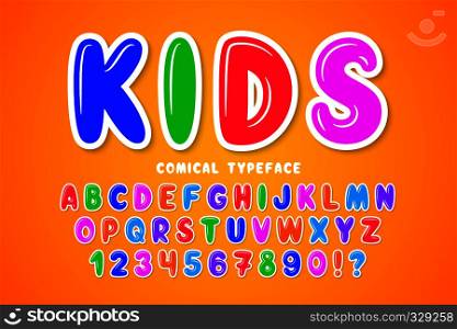 Children bubble comical font design, colorful alphabet, typeface. Color Swatches control. Children bubble comical font design, colorful alphabet, typeface