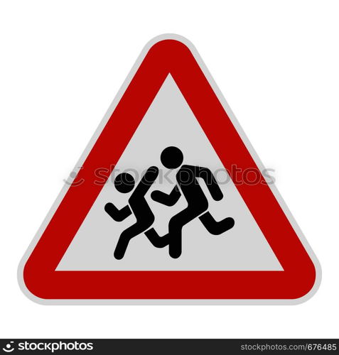 Children crossing the road icon. Flat illustration of children crossing the road vector icon for web.. Children crossing the road icon, flat style.