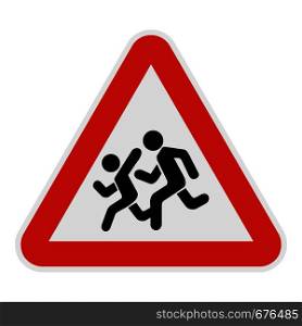 Children crossing the road icon. Flat illustration of children crossing the road vector icon for web.. Children crossing the road icon, flat style.