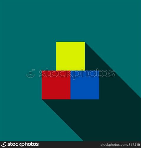 Children cubes icon in flat style with long shadow. Children toys symbol. Children cubes icon, flat style