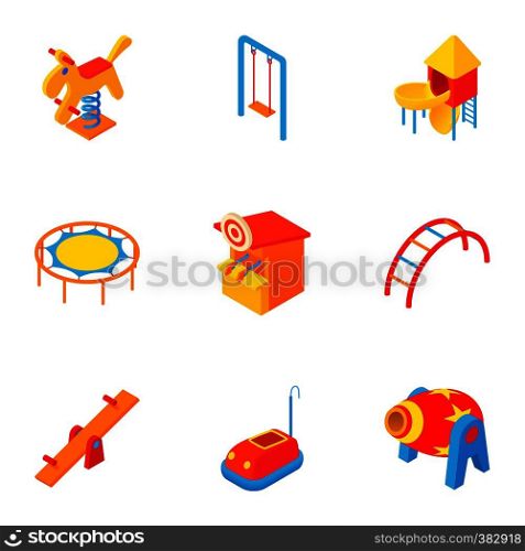Children entertainment icons set. Cartoon illustration of 9 children entertainment vector icons for web. Children entertainment icons set, cartoon style