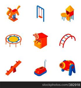 Children entertainment icons set. Cartoon illustration of 9 children entertainment vector icons for web. Children entertainment icons set, cartoon style