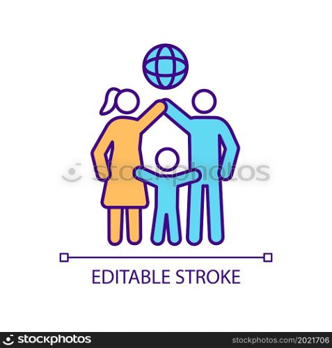 Children family control online protection RGB color icon. Content filters for browsing information. Digital safety. Isolated vector illustration. Simple filled line drawing. Editable stroke. Children family control online protection RGB color icon