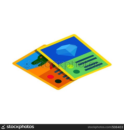 Children game cards icon in isometric 3d style isolated on white background. Children game cards icon, isometric 3d style