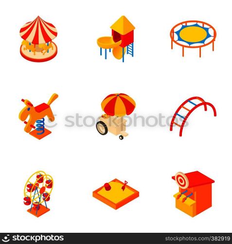 Children games icons set. Cartoon illustration of 9 children games vector icons for web. Children games icons set, cartoon style