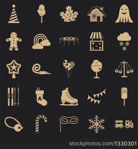 Children holidays icons set. Simple set of 25 children holidays vector icons for web for any design. Children holidays icons set, simple style