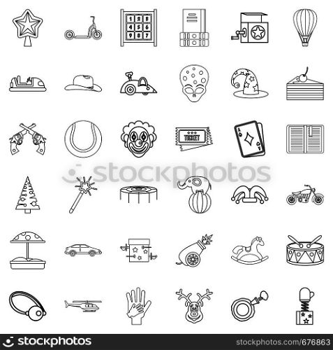Children icons set. Outline style of 36 children vector icons for web isolated on white background. Children icons set, outline style