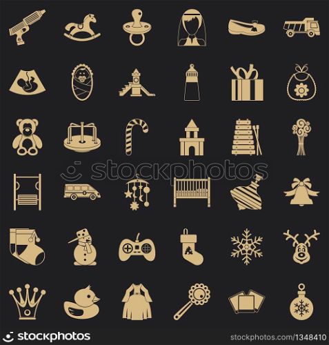 Children icons set. Simple style of 36 children vector icons for web for any design. Children icons set, simple style