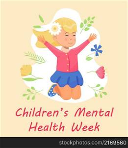 Children mental health week concept vector. Professional psychology consultation illustration. Event in February. Depression, sadness, panic attack.