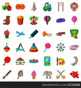 Children playground icons set. Cartoon style of 36 children playground vector icons for web isolated on white background. Children playground icons set, cartoon style