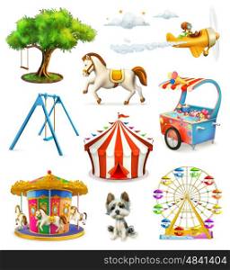 Children playground, vector icons set