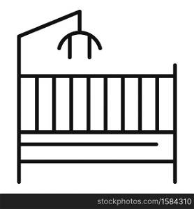 Children room baby toy crib icon. Outline children room baby toy crib vector icon for web design isolated on white background. Children room baby toy crib icon, outline style