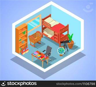 Children room concept banner. Isometric banner of children room vector concept for web, giftcard and postcard. Children room concept banner, isometric style