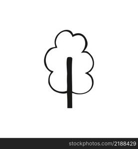 Children&rsquo;s simple Doodle tree drawing. Vector illustration for children. Black-and-white outline image. Design of a postcard, logo, poster, children&rsquo;s book, pattern for fabric and clothing.