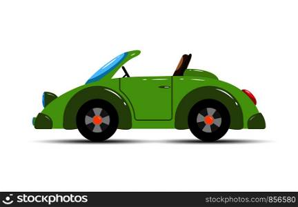 Children's toy. Children's car convertible green. Flat design.