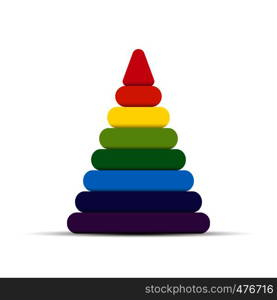 Children's toy pyramid of colored elements, simple design
