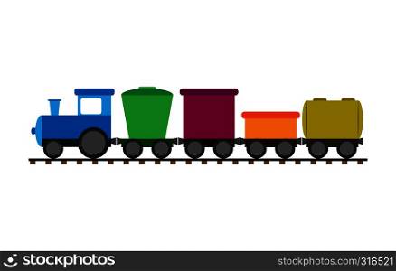 Children's toy train with cars, flat design, color image