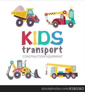 Children&rsquo;s transport collection. Vector illustration. Isolated on white background. A large set of trucks.