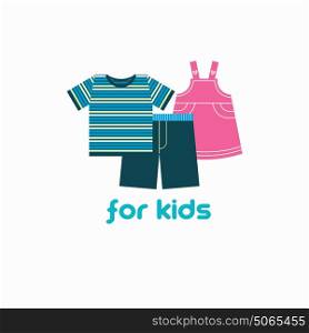Children's clothing. Vector illustration, emblem.
