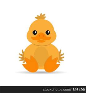 Children’s drawing of a duckling for themed design, children’s book and scrapbooking. Vector illustration.