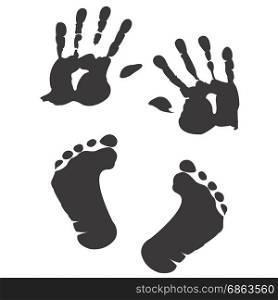 Children's handprint and footprint