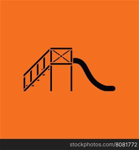 Children's slide ico. Orange background with black. Vector illustration.