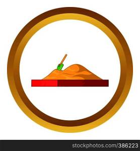 Children sandpit vector icon in golden circle, cartoon style isolated on white background. Children sandpit vector icon