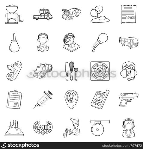 Children store icons set. Outline set of 25 children store vector icons for web isolated on white background. Children store icons set, outline style