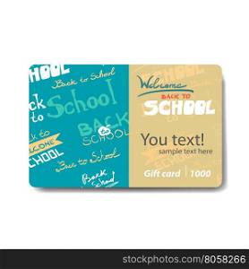 Children things and stationery. Sale discount gift card. Branding design for children's stores and goods for schools