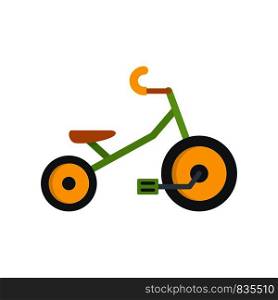 Children tricycle icon. Flat illustration of children tricycle vector icon for web isolated on white. Children tricycle icon, flat style