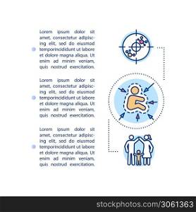 Children vaccination concept icon with text. PPT page vector template. Kids immunity protection, diseases prevention. Brochure, magazine, booklet design element with linear illustrations. Children vaccination concept icon with text