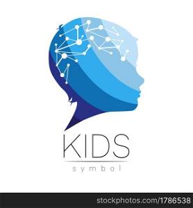 Children Vectot Logo Care Sign or Symbol. Silhouette profile human head. Concept logo for people, children, autism, kids, therapy, clinic, education. Template symbol modern design. Children Vectot Logo Care Sign or Symbol. Silhouette profile human head. Concept logo for people, children, autism, kids, therapy, clinic, education. Template symbol modern design isolated on white