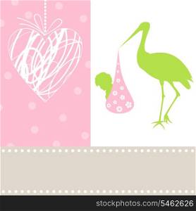 Children4. The stork bears the kid in a beak. A vector illustration