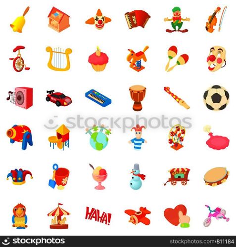 Childrenccons set. Cartoon style of 36 children vector icons for web isolated on white background. Children icons set, cartoon style
