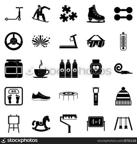 Childrens activities icons set. Simple set of 25 childrens activities vector icons for web isolated on white background. Childrens activities icons set, simple style