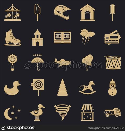 Childrens park icons set. Simple set of 25 childrens park vector icons for web for any design. Childrens park icons set, simple style