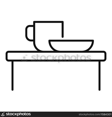 Childrens room play table icon. Outline childrens room play table vector icon for web design isolated on white background. Childrens room play table icon, outline style