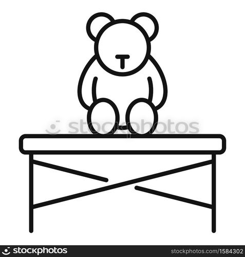 Childrens room teddy bear icon. Outline childrens room teddy bear vector icon for web design isolated on white background. Childrens room teddy bear icon, outline style