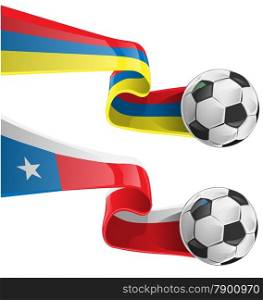 chile &amp; colombia flag with soccer ball